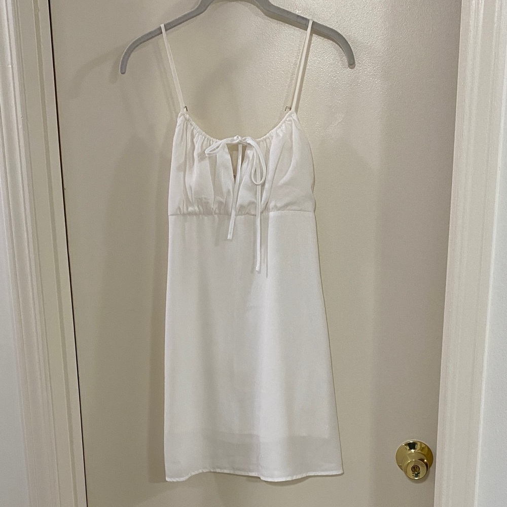 Lulu's White Mini Dress with Tie Front
